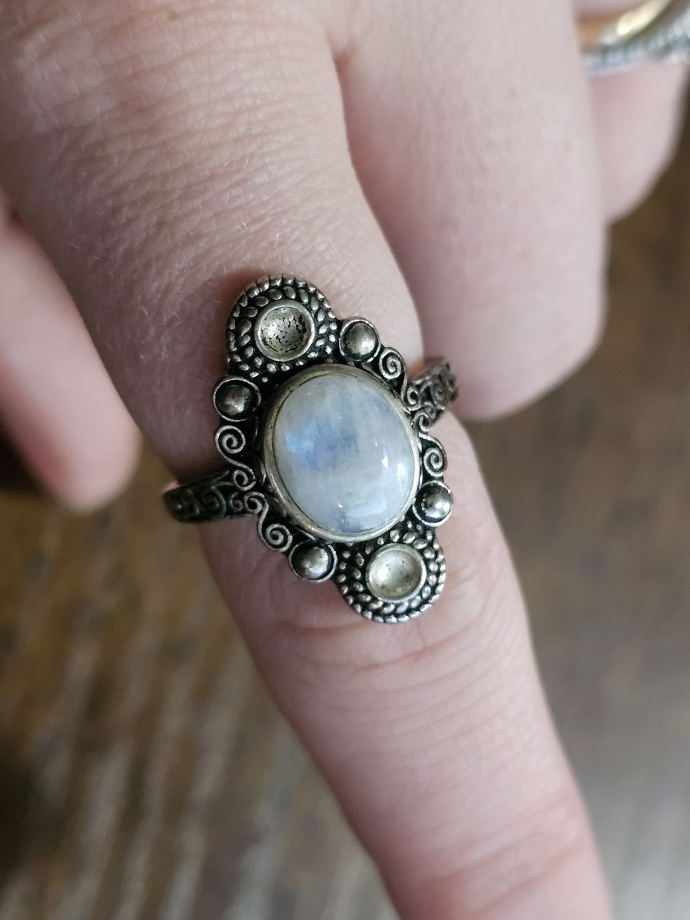 Moonstone Oval Ring in Silver
